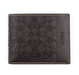 Brown bifold leather wallet embossed with islamic art pattern
