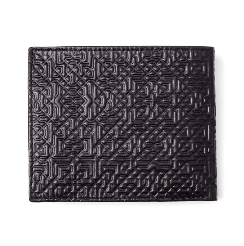 Black leather wallet embossed with moroccan pattern