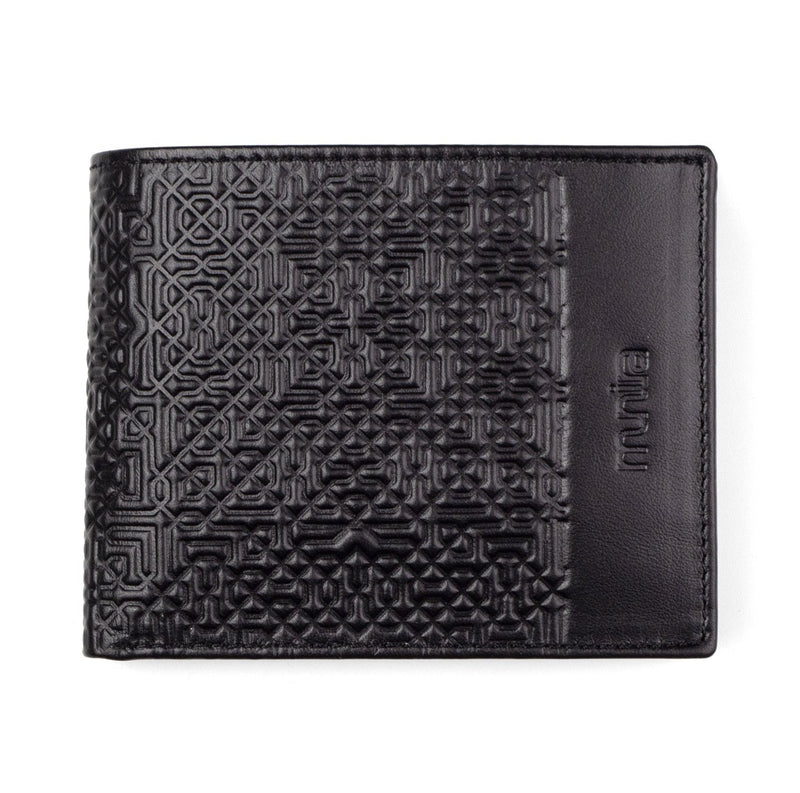 Islamic art inspired black leather wallet