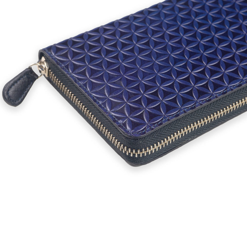 Cartera Grande de Piel con Cremallera Morado