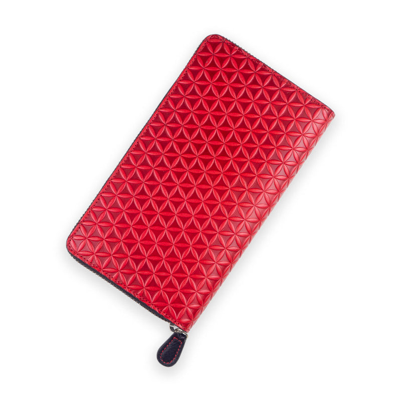 Red leather wallet for women with zipper