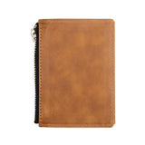 Brown slim leather wallet with zipper pocket