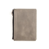 Backside of grey slim leather wallet