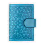 Blue leather wallet with islamic geometry pattern
