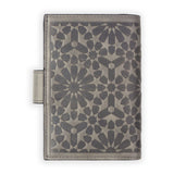 Women's gray leather wallet embossed with islamic geometry pattern