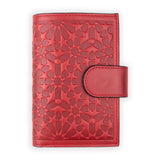 Red leather wallet with islamic art inspired pattern
