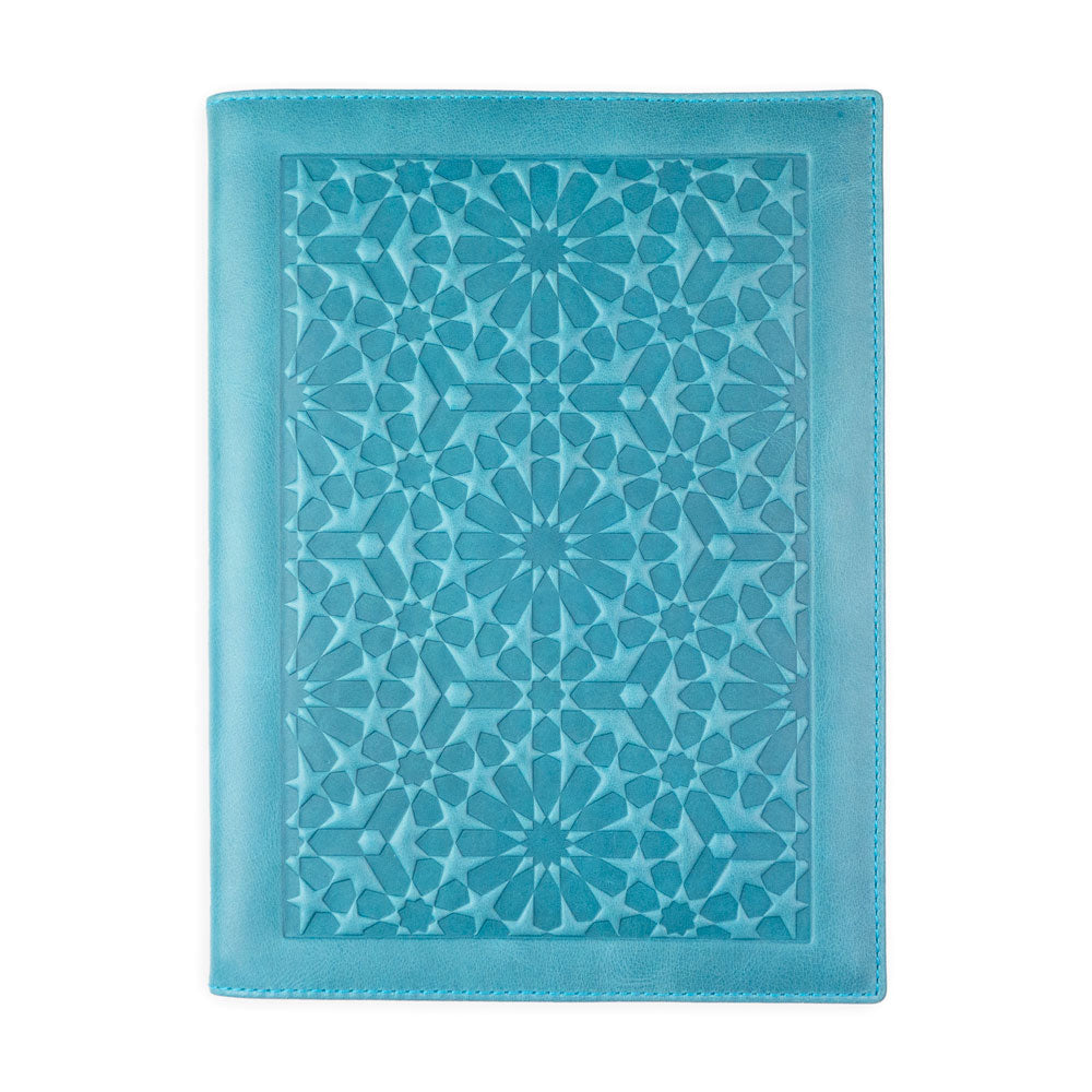 Islamic art inspired leather notebook cover blue