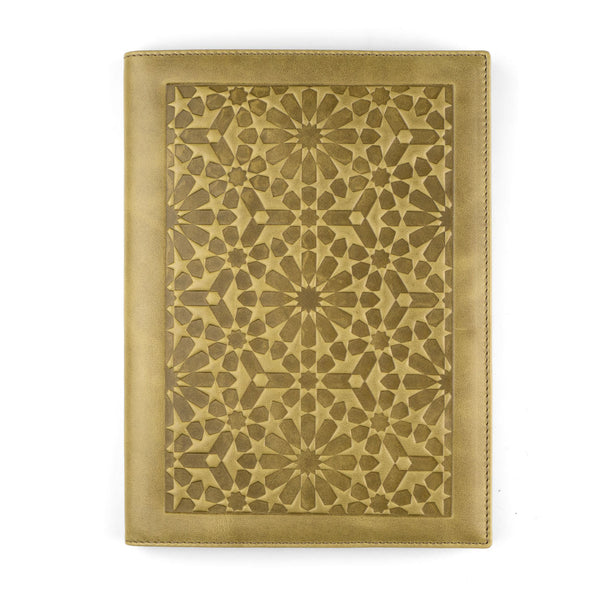 Green leather notebook embossed with Islamic Art Pattern
