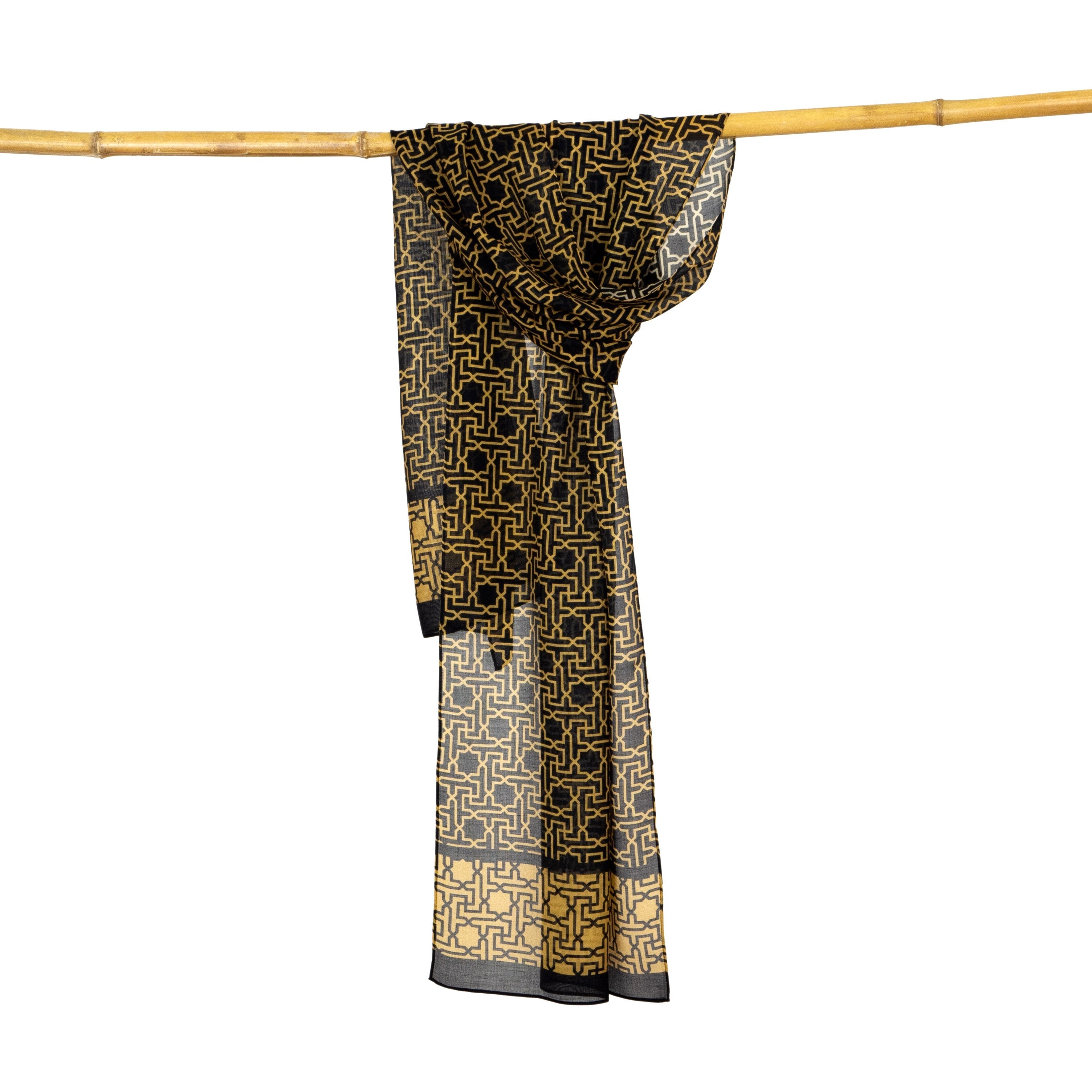 Islamic art inspired black and gold scarf