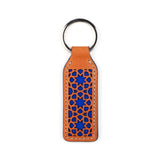 Blue and brown islamic art inspired leather keychain