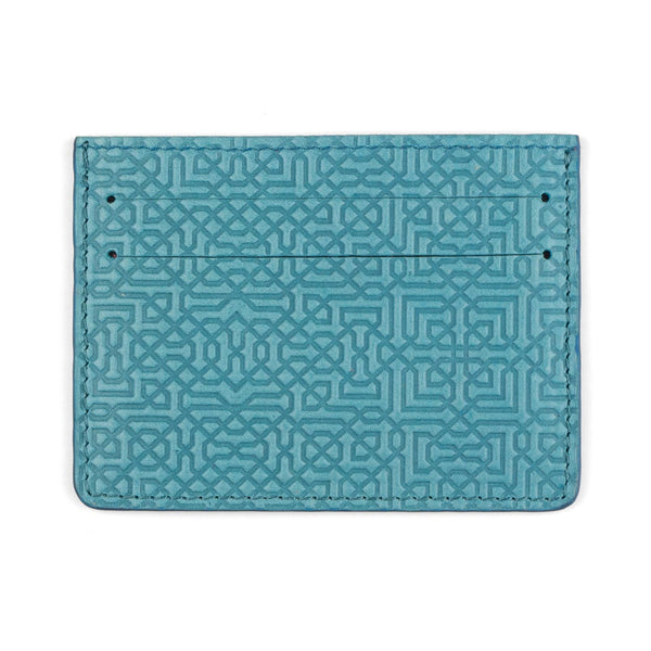 Blue leather card holder inspired by Islamic Art