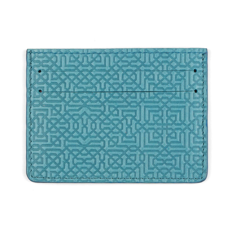 Blue leather card holder inspired by Islamic Art