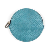 Blue leather coin purse embossed with andalusian tiles
