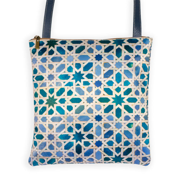 Crossbody leather bag inspired by islamic geometric patterns