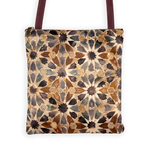 Islamic art pattern crossbody leather bag