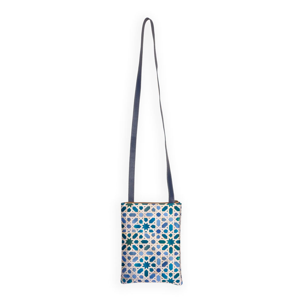 Leather and fabric Crossbody leather bag Alia Small