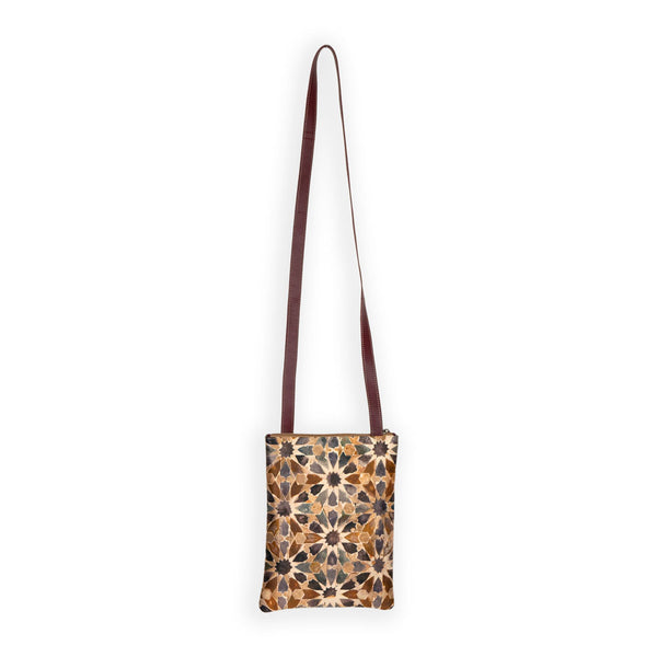 Leather and fabric Crossbody leather bag Nur Small