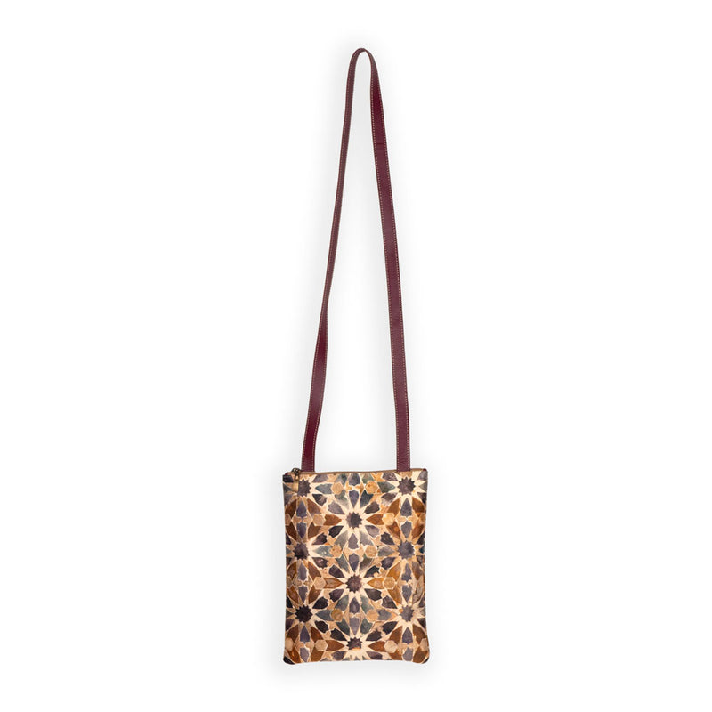 Leather and fabric Crossbody leather bag Nur Small