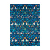 Large blue silk scarf with art nouveau inspired print