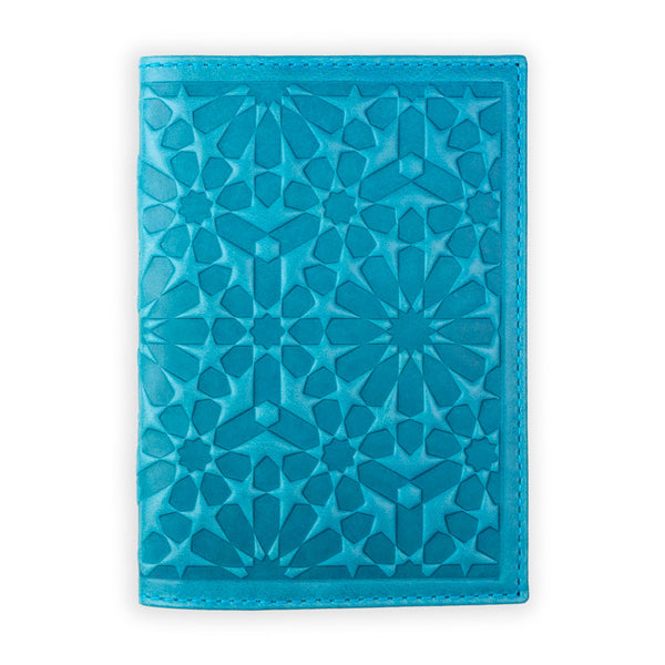 Leather passport cover with islamic art pattern