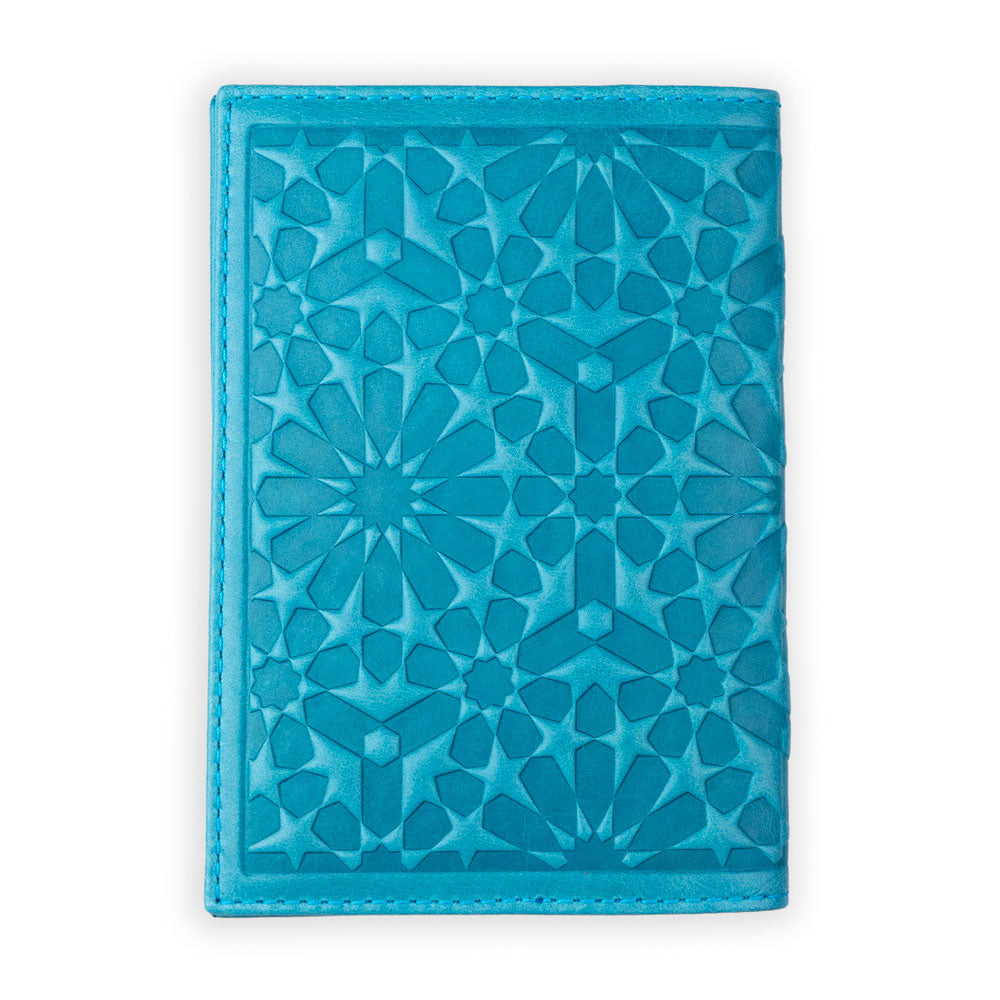 Leather Passport Holder Zellige Blue