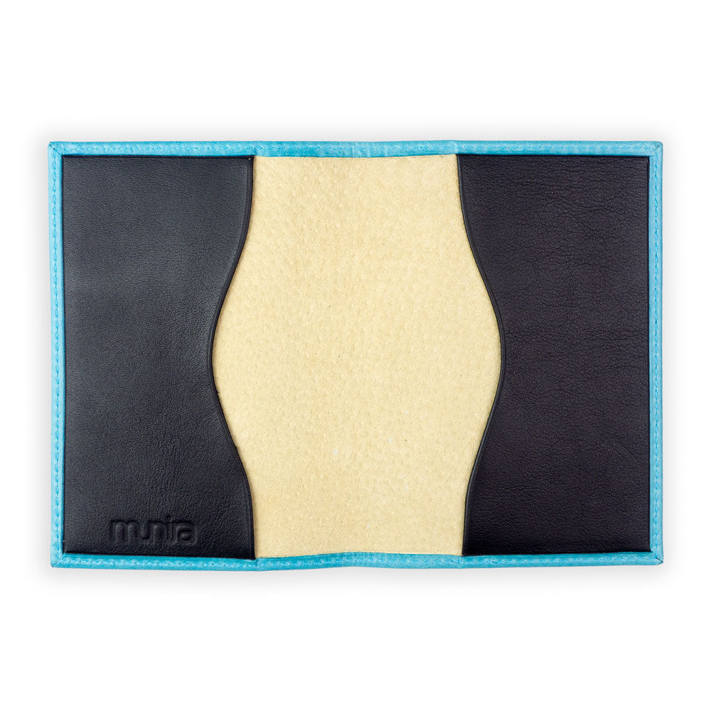 Leather Passport Holder Zellige Blue