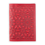 Leather passport cover red with islamic geometry