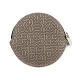 Grey leather purse for coins with islamic art inspired pattern
