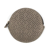 Grey leather purse with Islamic tiles print