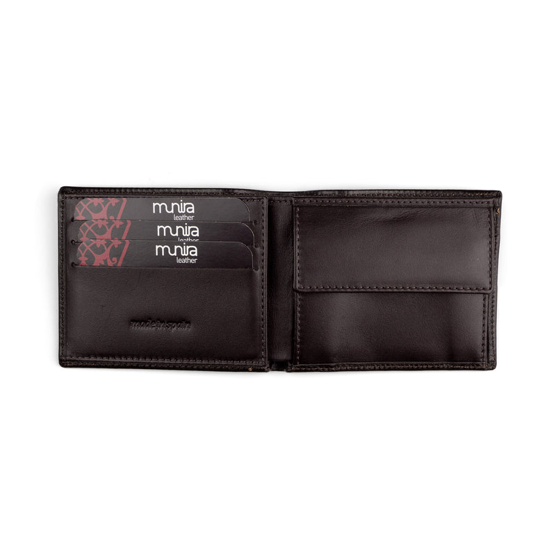 Brown bifold wallet with coin pocket
