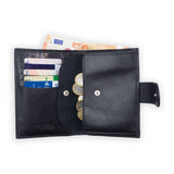 Leather Wallet with Purse Zellige Gray