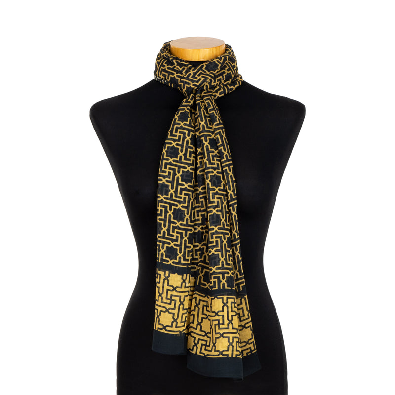 Black and gold islamic art inspired neck scarf