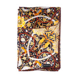 Silk scarf with black, red and yellow floral print