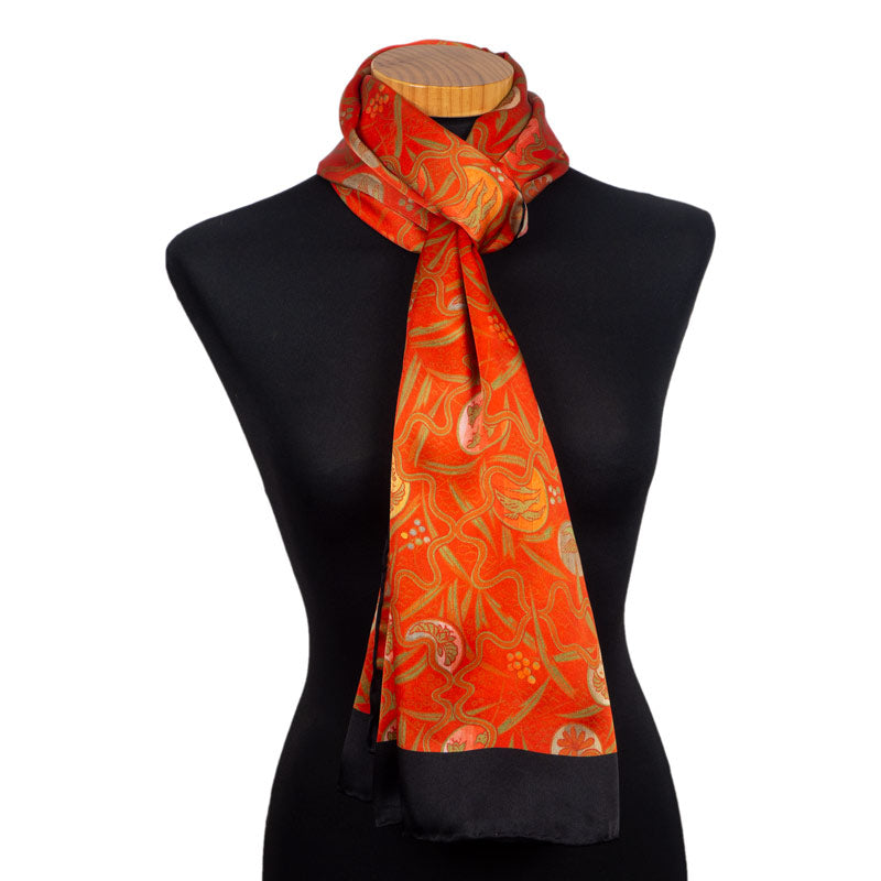Red and black silk neck scarf
