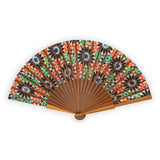 Silk and wood folding fan inspired by Andalusian Tiles