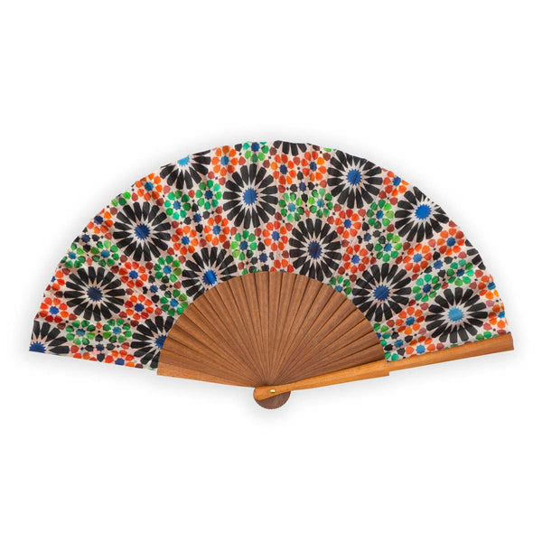 Andalusian Tiles Inspired print folding hand fan