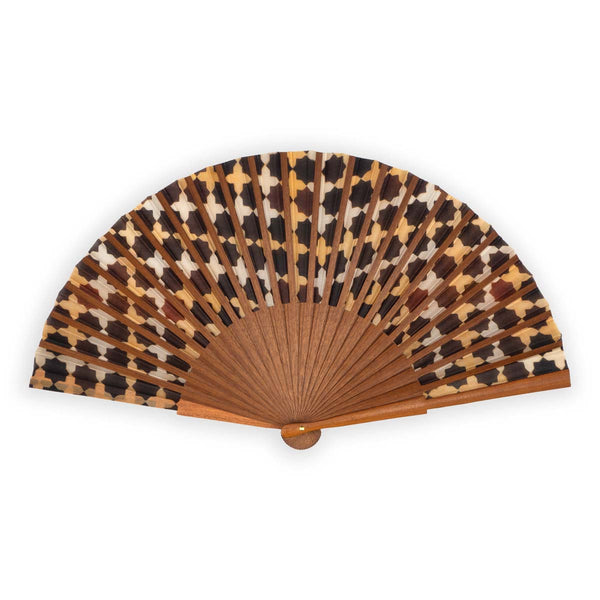 Islamic art inspired wood and silk folding fan