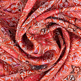 Turkish geometry inspired red silk scarf