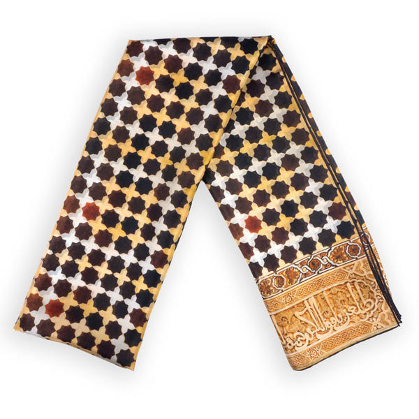 Brown silk scarf with stars print