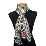 Unisex silk neck scarf with geometric print