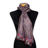 Burgundy silk scarf inspired by islamic art tiles