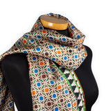 Alhambra tiles inspired silk neck scarf