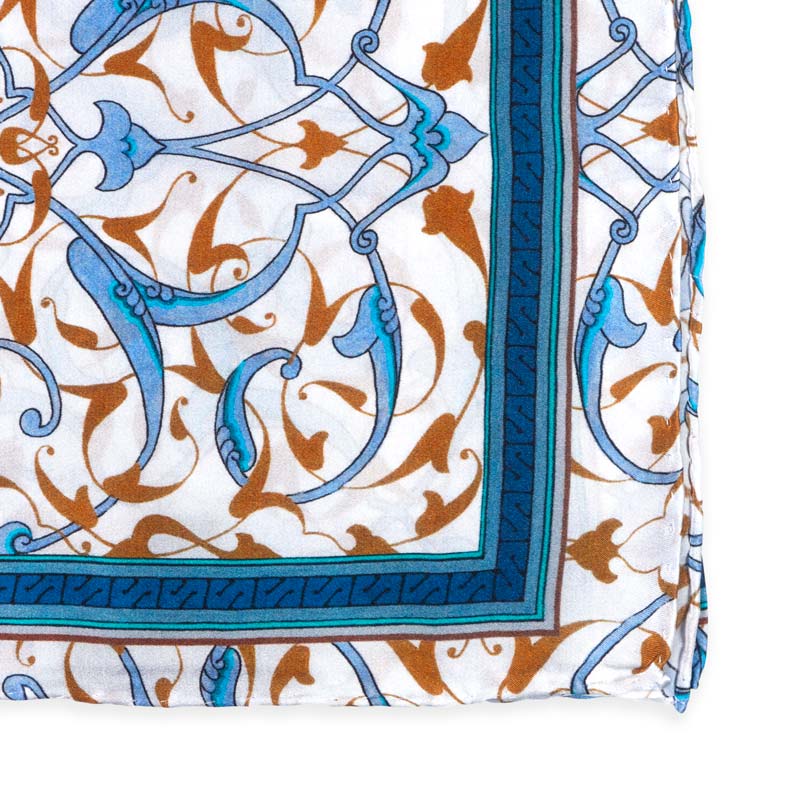 Detail of silk scarf with floral pattern