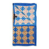 Blue and brown silk scarf inspired by Turkish art