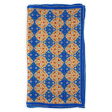 Islamic art inspired silk scarf with brown and blue pattern