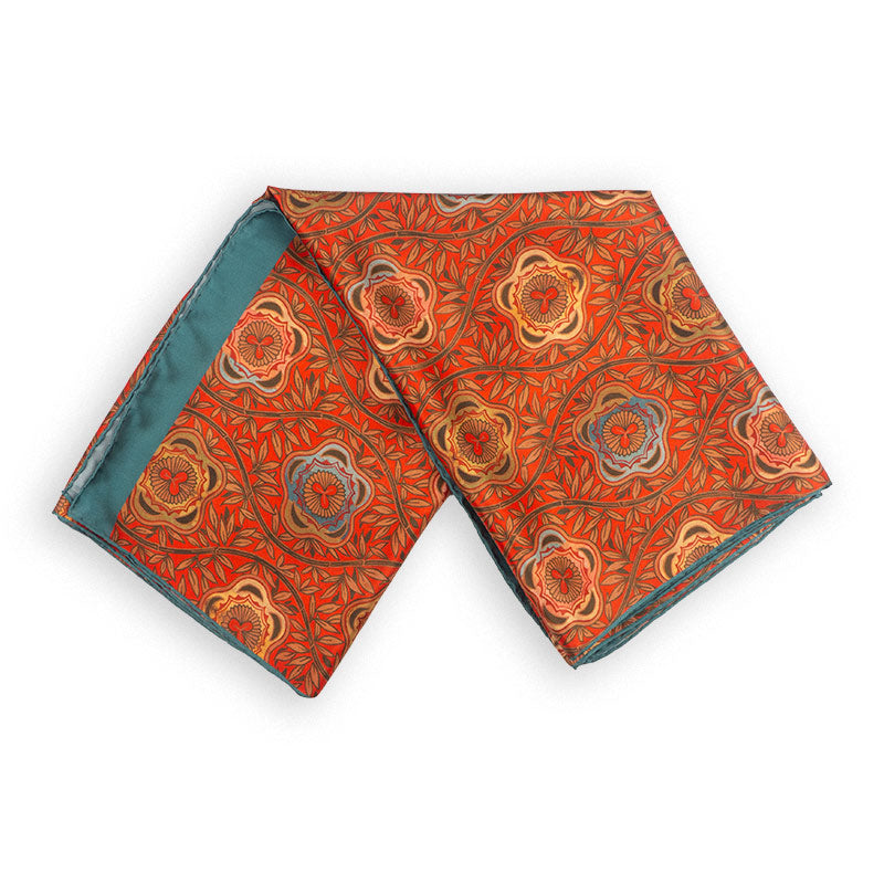 Red floral silk scarf