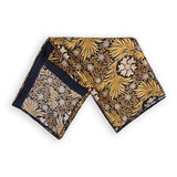 Floral silk scarf with black and gold colors inspired by art nouveau