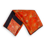 Red and black silk scarf with Japanese motifs