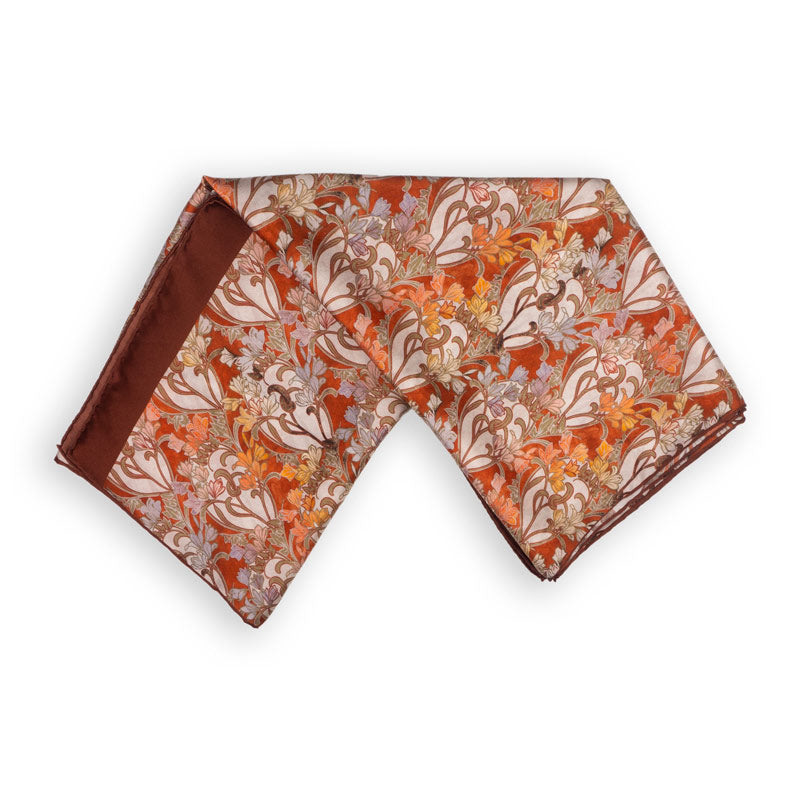 Silk Scarf with floral print inspired by art nouveau
