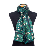 Dark green silk scarf with art nouveau inspired floral print